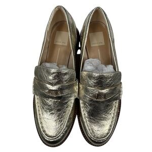 Dolce Vita Hilli Wide Leather Loafers Platinum Coin Size 7.5W